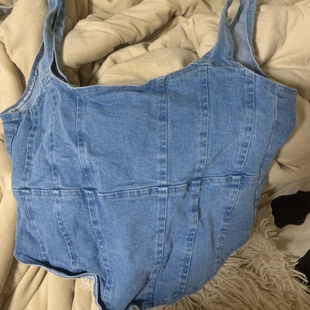 OW Blue Denim Jacket with Silver Zipper